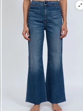 NWT ASKKNY blue cropped Brighton wide leg jeans size 25 raw hem